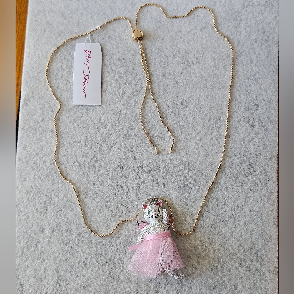 Betsey Johnson Cat Fairy Pendant Slider Necklace - Picture 2 of 16